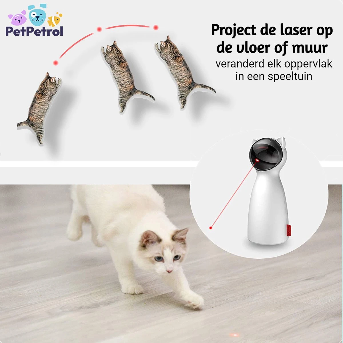 PetPetrol Automatisch Kattenspeeltje – Laser – Kattenlaser - Intelligent Interactief Voor Katten – Laser Kat – 9 Verschillende Standen – Incl. Oplaadkabel – Geruisloze Motor 7 PetPetrol Automatisch Kattenspeeltje – Laser – Kattenlaser - Intelligent Interactief Voor Katten – Laser Kat – 9 Verschillende Standen – Incl. Oplaadkabel – Geruisloze Motor - Afbeelding 5