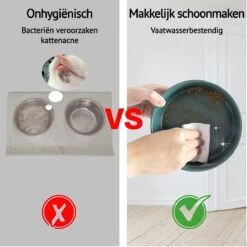 GIZMO 2x Voerbak Kat - 400 Ml - Groen - Keramische Drink- & Voerbakken Met Standaard - 13 Cm - 2 Stuks -Kattenbenodigdheden 1200x1200 530