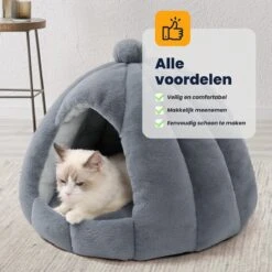 MIRO Katten Huis - Kattenhuizen - Kattenhok - Kattenmand - Dierenhuis - Extra Zacht - Grijs -Kattenbenodigdheden 1200x1200 541