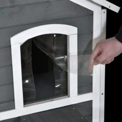 PawHut Kattenhuis Voor Buiten Kattenhut Met 2 Verdiepingen Kattenvilla, Asfaltdak, Massief Hout Grijs D30-236 15 PawHut Kattenhuis Voor Buiten Kattenhut Met 2 Verdiepingen Kattenvilla, Asfaltdak, Massief Hout Grijs D30-236 -Kattenbenodigdheden 1200x1200 553