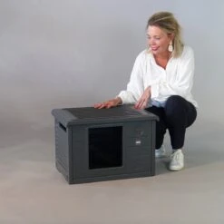 RHRQuality Kattenhuis Voor Binnen En Buiten Kattenhok Villa De Luxe Grijs -Kattenbenodigdheden 1200x1200 636