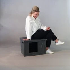 RHRQuality Kattenhuis Voor Binnen En Buiten Kattenhok Villa De Luxe Grijs -Kattenbenodigdheden 1200x1200 637