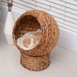 PawHut Kattenmand Rotan Kattennest Kattenbed Met Kussen Huisdierbed Bruin D30-104 -Kattenbenodigdheden 1200x1200 666