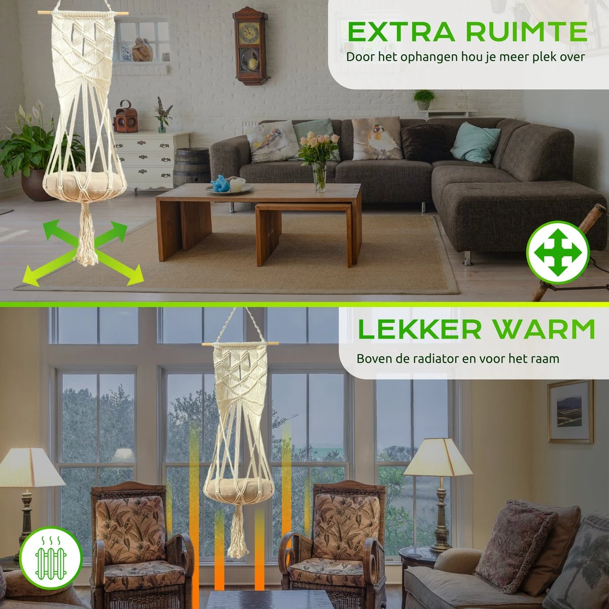 Qoods Kattenhangmat Macramé - Hangende Kattenmand Raam Of Radiator - Kattenbed - Poezenmand 7 Qoods Kattenhangmat Macramé - Hangende Kattenmand Raam Of Radiator - Kattenbed - Poezenmand - Afbeelding 5