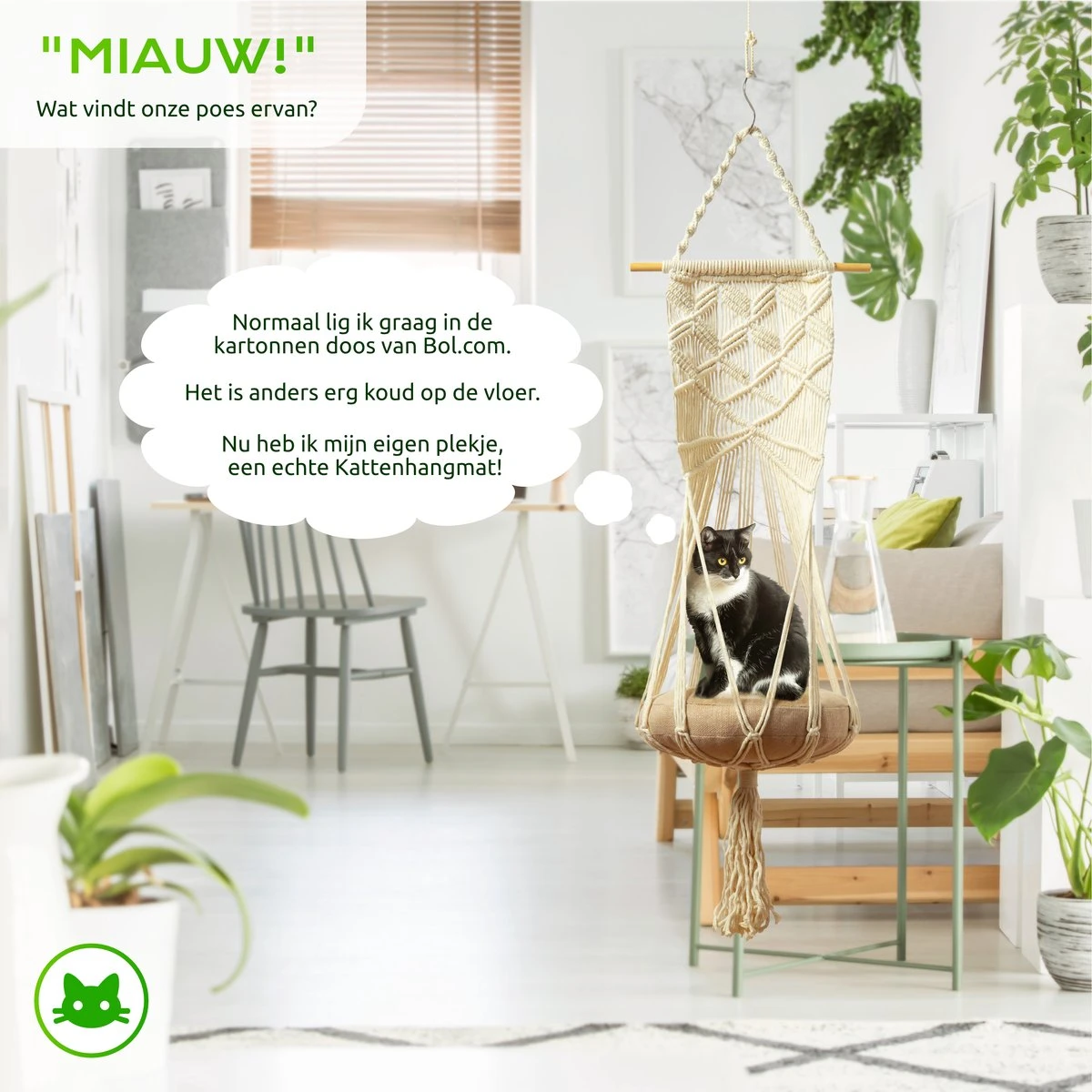 Qoods Kattenhangmat Macramé - Hangende Kattenmand Raam Of Radiator - Kattenbed - Poezenmand 10 Qoods Kattenhangmat Macramé - Hangende Kattenmand Raam Of Radiator - Kattenbed - Poezenmand - Afbeelding 8