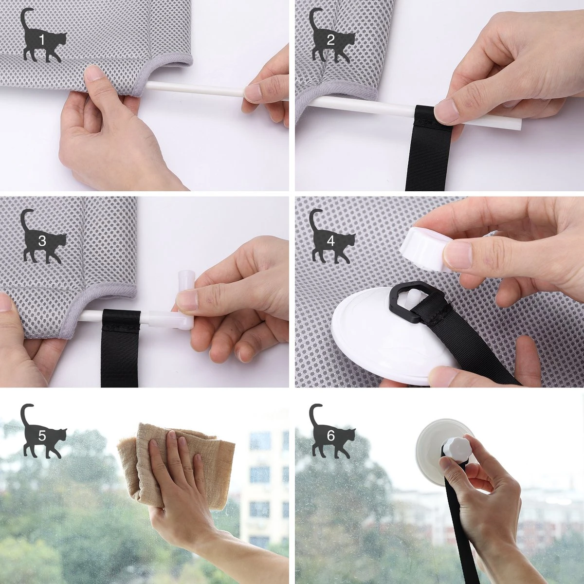 Nobleza 40AG6 - Kattenhangmat - Hangmat Kat - 60x32cm - Kattenhangmat Raam – Kattenbed - Kattenhangmand - Kattenkussen - Grijs 6 Nobleza 40AG6 - Kattenhangmat - Hangmat Kat - 60x32cm - Kattenhangmat Raam – Kattenbed - Kattenhangmand - Kattenkussen - Grijs - Afbeelding 4