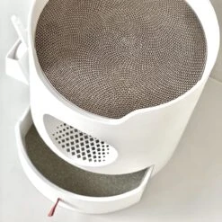 A Sunny Day Kattenbak Met Lade, Bedje En Krabplank - Inclusief Schepje - Design Kattenbak - Wit - Dichte Kattenbak - Kattenbak Gesloten -Kattenbenodigdheden 1200x1200 814