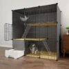 Merkloos XXL Premium Kattenkooi Met Kattenbak 2-laags Kattenkooien Voor Binnen - Grote Opvouwbare Kattenren - Kattenbench Kat Bench - Zwart Dierenverblijf -Kattenbenodigdheden 1200x1200 836