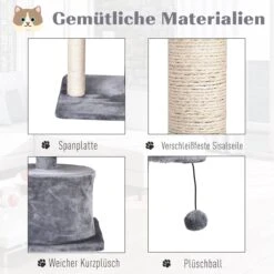 PawHut Kattenboom 3 Verdiepingen Krabpaal Kattengrot Met Sisal Palen Krabplank Pluche D30-258 -Kattenbenodigdheden 1200x1200 890