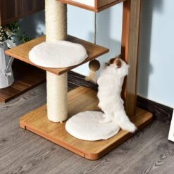 PawHut Krabpaal Met Grot & Sisal Paal Kattenboom Kattenmeubel 4 Kussens MDF D30-206V01 -Kattenbenodigdheden 1200x1200 929