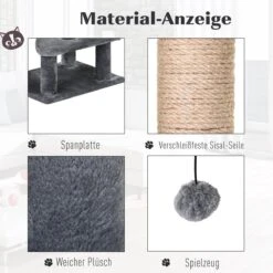 PawHut Krabpaal Met Speelballen Kattenkrabpaal Kattenhuis Jute Paal, Grijs D30-281 -Kattenbenodigdheden 1200x1200 944