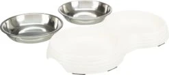Merkloos Trixie Voerbak Kat Dubbel Melamine / Rvs Wit 2x200 Ml 27x14x3 Cm -Kattenbenodigdheden 1200x536 1