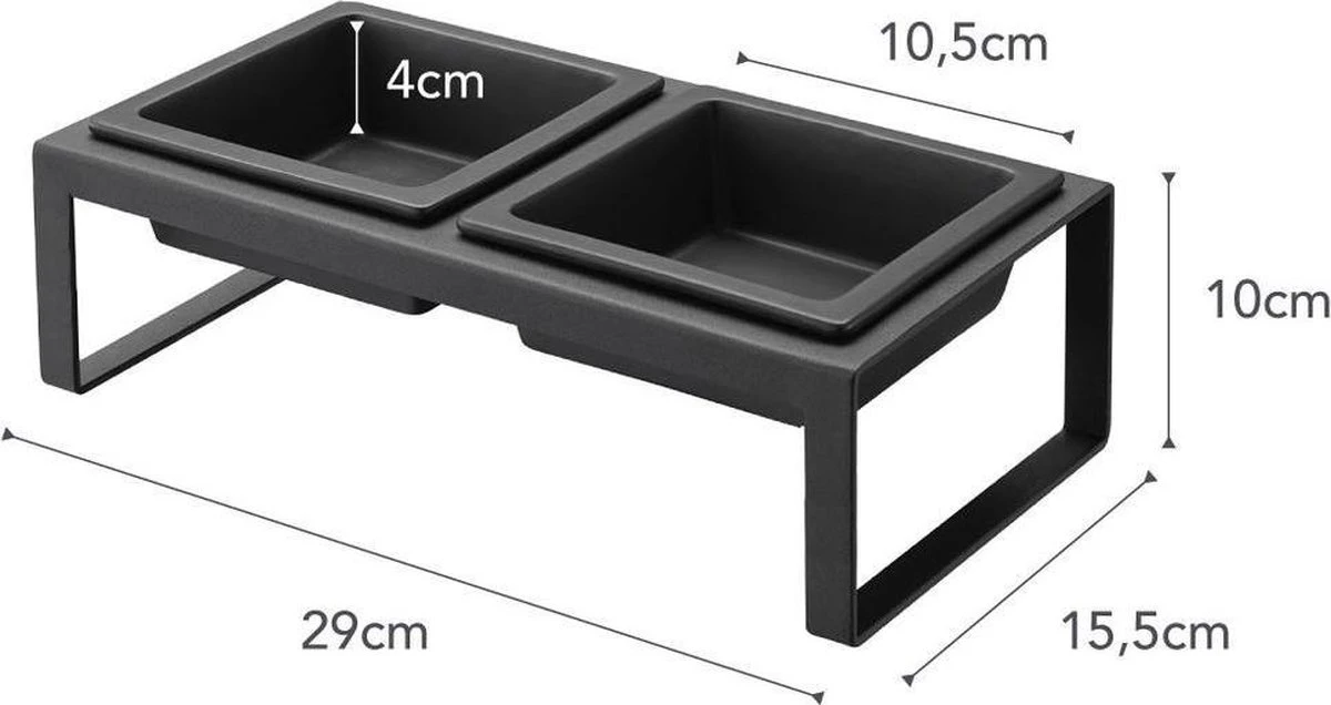 Yamazaki Eetbak - Voederbak Kat - Tweeledig - Zwart 6 Yamazaki Eetbak - Voederbak Kat - Tweeledig - Zwart - Afbeelding 4