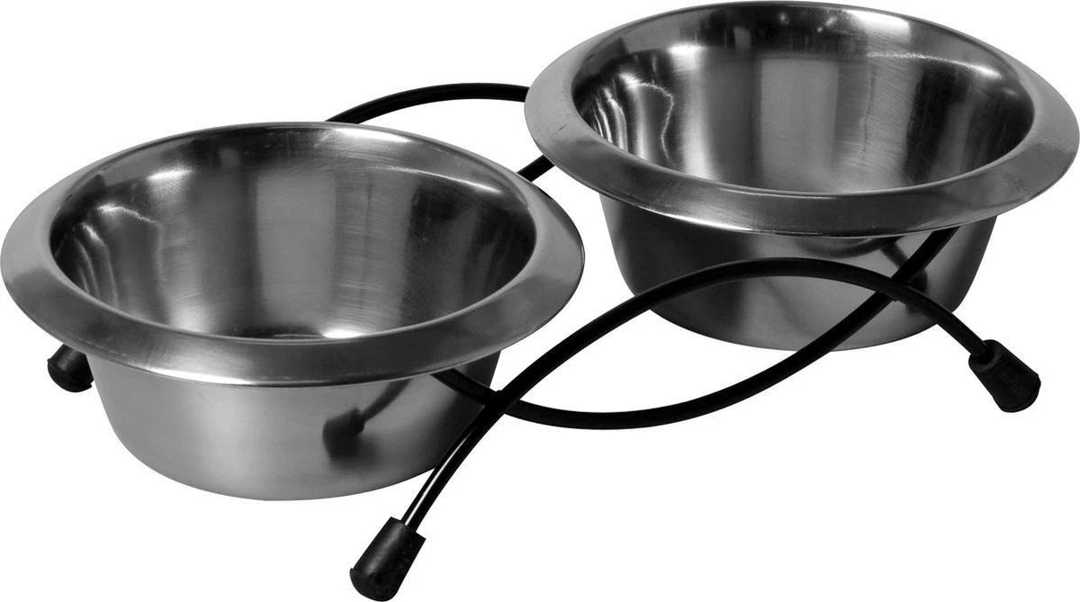Adori Kat Standaard Met 2 Rvs Voerbakken - Voerbak - 30 X 15 X 8cm 3 Adori Kat Standaard Met 2 Rvs Voerbakken - Voerbak - 30 X 15 X 8cm