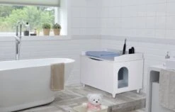 WONDERMAKE® Grote Kattenkast Houten Voor Kattenbak-box Kattentoilet, XL-kattenbak Dressoir Kastje, Designer Kattenhuis Met Kattenhol Kattenmand, Kasten Kast Voor Badkamer, 73,5 X 51,5 X 57 Cm, Wit -Kattenbenodigdheden 1200x770 4