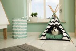 Beeztees Kioni Tipi Tent - Kattenhuis - Zwart/Wit - 50x50x70 Cm -Kattenbenodigdheden 1200x800 27