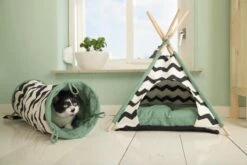 Beeztees Kioni Tipi Tent - Kattenhuis - Zwart/Wit - 50x50x70 Cm -Kattenbenodigdheden 1200x800 30
