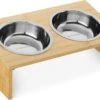 Navaris Verhoogd Dubbel Dieren Voedingsstation - 2 Kommen Voor Katten En Kleine Honden - Roestvrij Staal - Verhoogde Bamboe Standaard -Kattenbenodigdheden 1200x801 1
