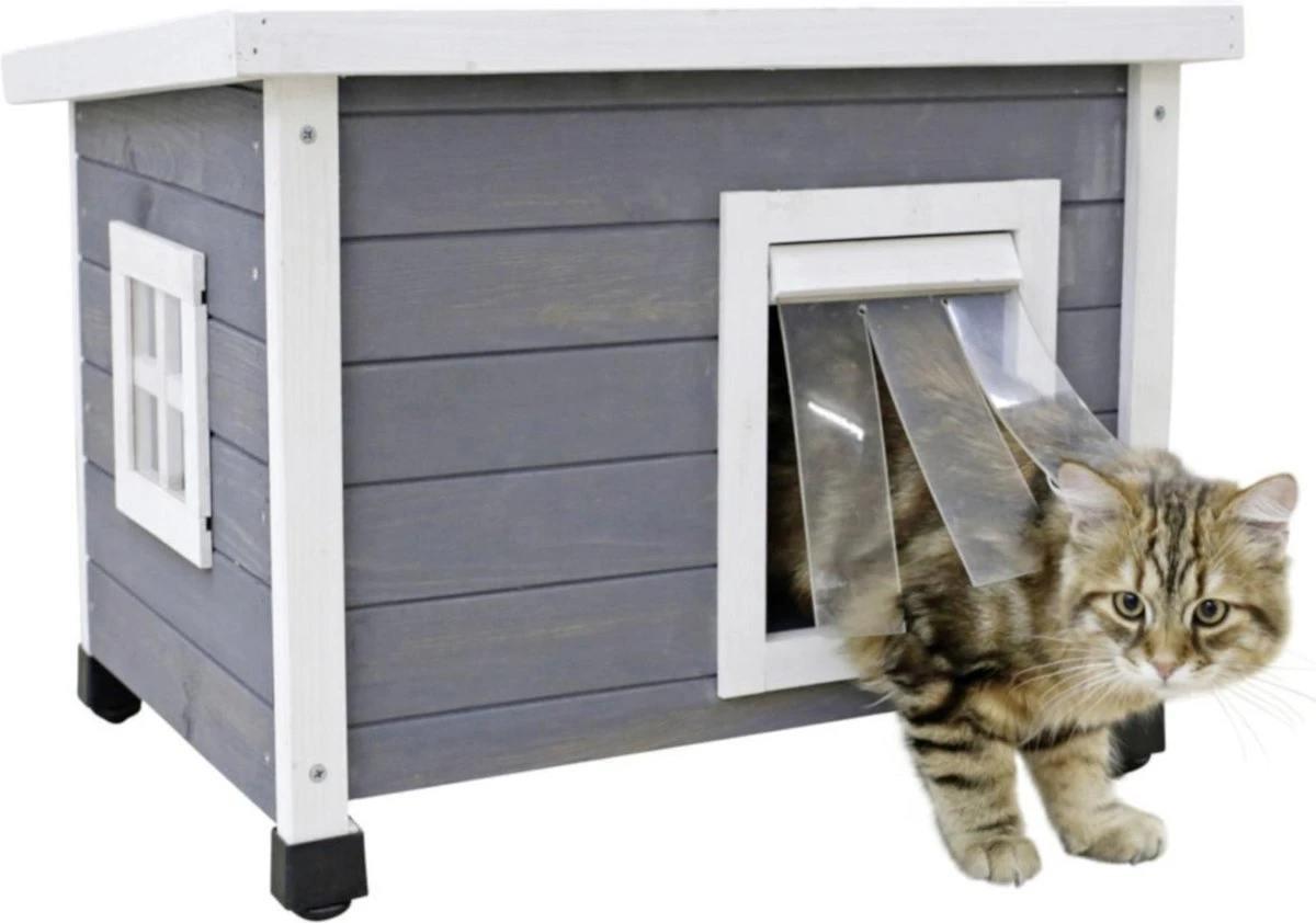 Merkloos Rexa® Kattenhuisje Van Dennenhout Wit/grijs 57x45x43cm | Kattenmand Voor Buiten Of In Huis | Beschermt Kat Tegen Kou En Geeft Veilig Gevoel | Makkelijke Ingang | Hoogwaardig Hout | Kattenbak | Katten Huis 3 Merkloos Rexa® Kattenhuisje Van Dennenhout Wit/grijs 57x45x43cm | Kattenmand Voor Buiten Of In Huis | Beschermt Kat Tegen Kou En Geeft Veilig Gevoel | Makkelijke Ingang | Hoogwaardig Hout | Kattenbak | Katten Huis