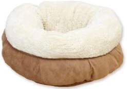 All For Paws Donut Bed – Kattenmand – Biedt Warmte En Comfort Voor Katten Of Kleine Honden – Ø 45cm – Beige – Wasbaar Met De Hand
