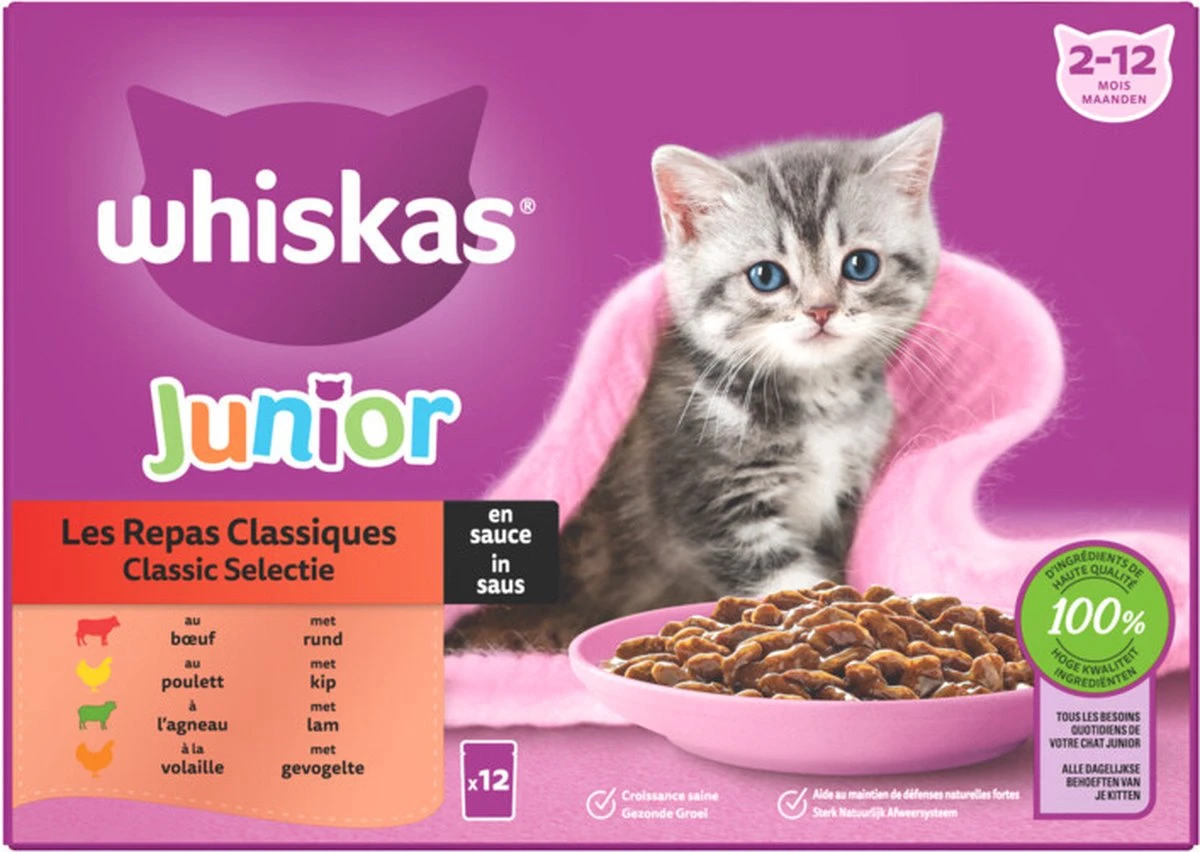 Whiskas Junior Natvoer - Classic - Selectie In Saus - Maaltijdzakjes 48 X 85 G 9 Whiskas Junior Natvoer - Classic - Selectie In Saus - Maaltijdzakjes 48 X 85 G - Afbeelding 7