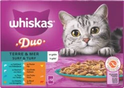 Whiskas 1+ Natvoer - Duo Surf & Turf - Selectie In Gelei - Maaltijdzakjes 48 X 85 G -Kattenbenodigdheden 1200x852