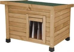 Merkloos Rexa® Kattenhuisje Van Dennenhout 57x45x43cm | Kattenmand Voor Buiten Of In Huis | Beschermt Kat Tegen Kou En Geeft Veilig Gevoel | Makkelijke Ingang | Hoogwaardig Hout | Kattenbak | Katten Huis -Kattenbenodigdheden 1200x852 4