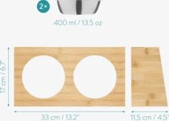 Navaris Verhoogd Dubbel Dieren Voedingsstation - 2 Kommen Voor Katten En Kleine Honden - Roestvrij Staal - Verhoogde Bamboe Standaard -Kattenbenodigdheden 1200x864 2