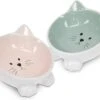 Navaris Voerbakjes Voor Katten - Set Van 2 Voer- En Waterbakken - Etensbak Van Keramiek - Met Antislip Voetjes - Kattenvorm - Roze/Groen 1 Navaris Voerbakjes Voor Katten - Set Van 2 Voer- En Waterbakken - Etensbak Van Keramiek - Met Antislip Voetjes - Kattenvorm - Roze/Groen -Kattenbenodigdheden 1200x882