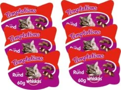 Whiskas Temptations 60 G - Kattensnack - 6 X Rund&Vlees -Kattenbenodigdheden 1200x894 1
