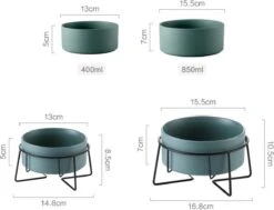 GIZMO 2x Voerbak Kat - 400 Ml - Groen - Keramische Drink- & Voerbakken Met Standaard - 13 Cm - 2 Stuks -Kattenbenodigdheden 1200x917 5