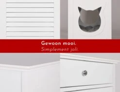 WONDERMAKE® Grote Kattenkast Houten Voor Kattenbak Kattentoilet, XL-kattenbak Dressoir Kastje Met Schuiflade, Designer Kattenhuis Met Kattenhol Kattenbakkast, Kasten Kast Voor Katten Binnen Hoog, 51 X 46 X 96 Cm, Wit -Kattenbenodigdheden 1200x922 6