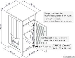 WONDERMAKE® Grote Kattenkast Houten Voor Kattenbak Kattentoilet, XL-kattenbak Dressoir Kastje Met Schuiflade, Designer Kattenhuis Met Kattenhol Kattenbakkast, Kasten Kast Voor Katten Binnen Hoog, 51 X 46 X 96 Cm, Wit -Kattenbenodigdheden 1200x923 1