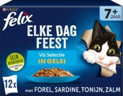 Felix Elke Dag Feest Vis Selectie In Gelei 7+ Jaar 12 X 85 Gr -Kattenbenodigdheden 1200x943