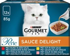 Gourmet Perle Sauce Delight - Kattenvoer Natvoer - Rund, Kip, Tonijn & Zalm - 48 X 85 Gr