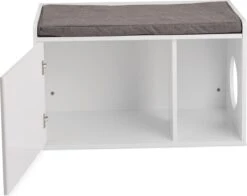 Relaxdays Kattenbak Ombouw - Met Zitkussen - Kattenhuis Wit - Kattenmeubel - Kattenkast -Kattenbenodigdheden 1200x950 3