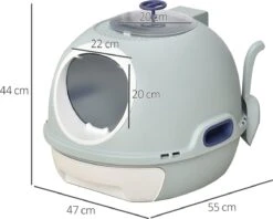 PawHut Kattentoilet Kattenbak Dakraam Bodembak Schep Draagbaar PP ABS D31-012 -Kattenbenodigdheden 1200x960 5