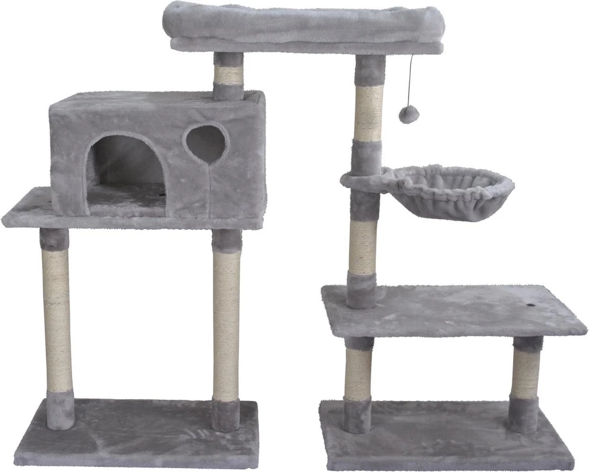 Adori Krabpaal Kingsley 3 In 1 - Krabpaal - 70x60x112 Cm Grijs 3 Adori Krabpaal Kingsley 3 In 1 - Krabpaal - 70x60x112 Cm Grijs
