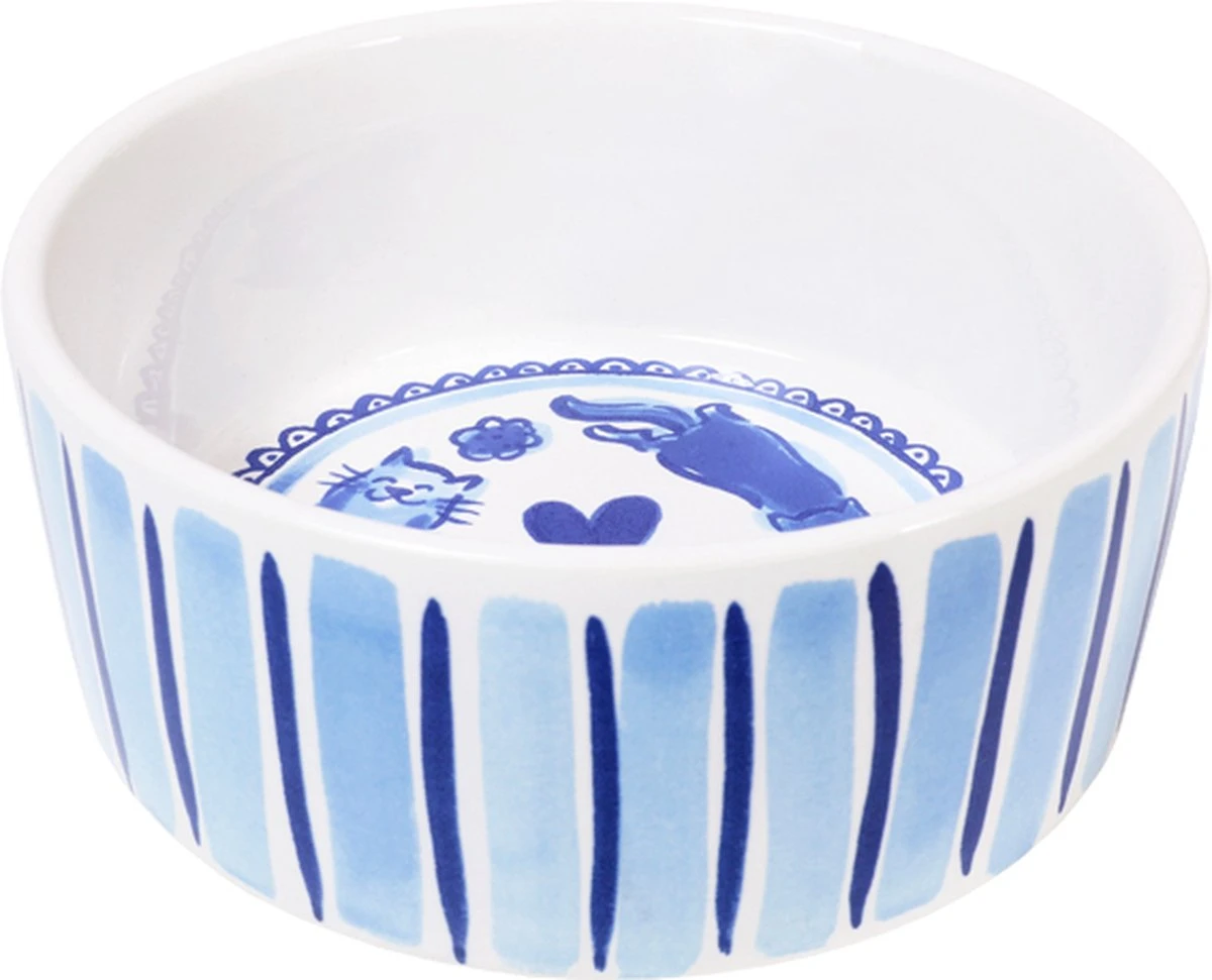 Blond Amsterdam, Delfts Blond: Voerbak Geruit Kat 15,5cm 3 Blond Amsterdam, Delfts Blond: Voerbak Geruit Kat 15,5cm