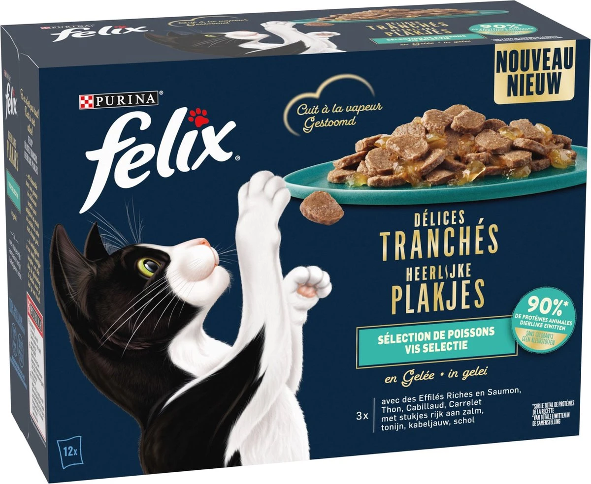 Felix Heerlijke Plakjes Vis Selectie Kattenvoer Nat 4(12x80g) 8 Felix Heerlijke Plakjes Vis Selectie Kattenvoer Nat 4(12x80g) - Afbeelding 6