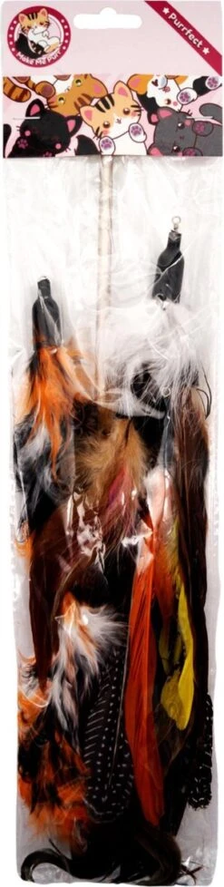 Make Me Purr Kattenhengel Met 5 Hangers (Zwart) - Speelgoed Hengel Voor Katten - Kat Speelhengel Met Veren - Kitten Kattenplager Met Veer - Kattenspeelgoed - Kattenspeeltjes -Kattenbenodigdheden 303x1200