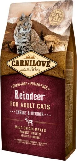Carnilove Granenvrij Rendier Energy/Outdoor 6kg -Kattenbenodigdheden 574x1200