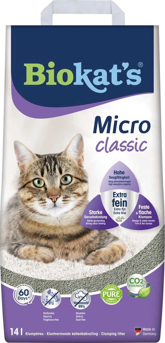 Biokat's Micro Classic - 14 Liter - Kattenbakvulling - Kattengrit - Klontvormend - Zonder Geur 3 Biokat's Micro Classic - 14 Liter - Kattenbakvulling - Kattengrit - Klontvormend - Zonder Geur