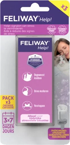 Feliway Help! Navulling 3x 48 Ml - 3x 7 Dagen - Kat - Tijdelijke Spannende Situaties Voor Je Kat