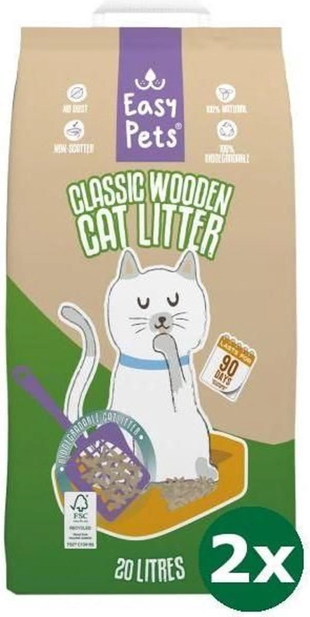 2x20 Ltr Easypets Biodegradable Classic Houtkorrels Kattenbakvulling Kattenbakvulling 3 2x20 Ltr Easypets Biodegradable Classic Houtkorrels Kattenbakvulling Kattenbakvulling