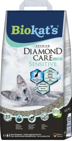 Biokat's Diamond Care Sensitive Classic - 6 L - Kattenbakvulling - Klontvormende - Zonder Geur - Aktieve Kool - Voor Gevoelige Katten -Kattenbenodigdheden 609x1200