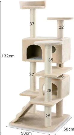 Krabpaal XXL Voor Kat -132 Cm -Beige - Kattenboom Voor Katten - Kattenhuis Van Sisal - XXL Klimpaal Voor Meerdere Katten -Kattenbenodigdheden 659x1200 1