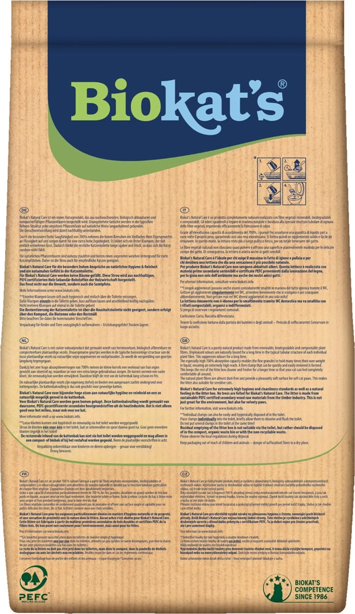 Biokat's Natural Care - 30 L - Kattenbakvulling - Klontvormend - Zonder Geur 10 Biokat's Natural Care - 30 L - Kattenbakvulling - Klontvormend - Zonder Geur - Afbeelding 8