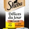 Sheba Delices Du Jour In Saus Katten Natvoer - Kip & Kalkoen - 36x50g -Kattenbenodigdheden 696x1200