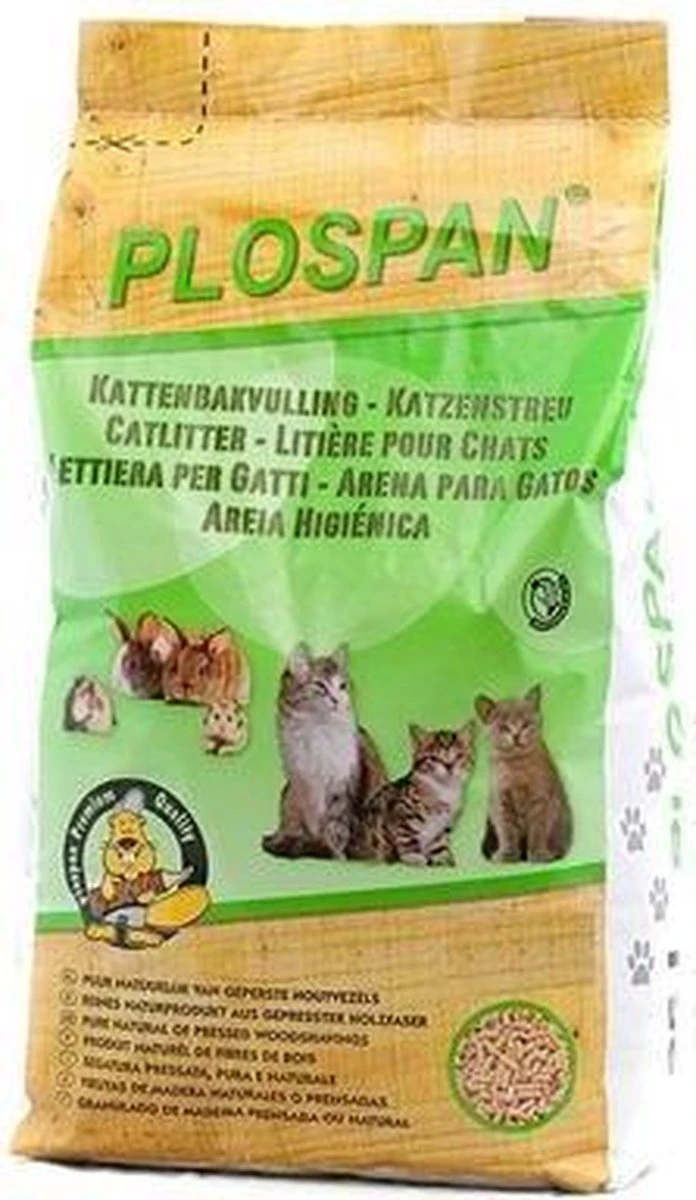Plospan Houtkorrel Kattenbakvulling - 10 Ltr 4 Plospan Houtkorrel Kattenbakvulling - 10 Ltr - Afbeelding 2